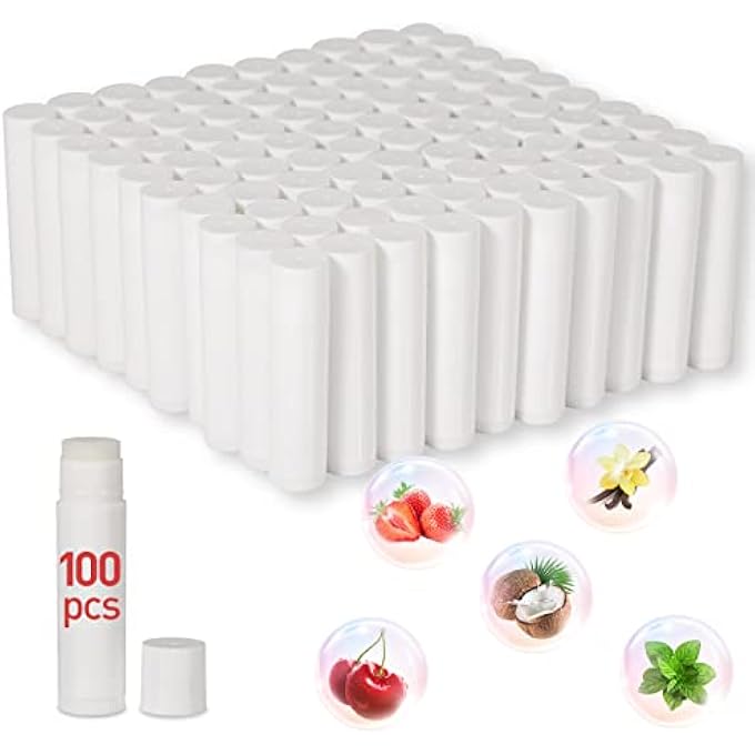 Dmsky 100-PACK LIP BALM BULK 5 FLAVORS WITH VITAMIN E AND 100% COCONUT OIL, LIP CARE PRODUCT, MOISTURIZING LIP BALM FOR DRY CRACKED LIPS - Image 1